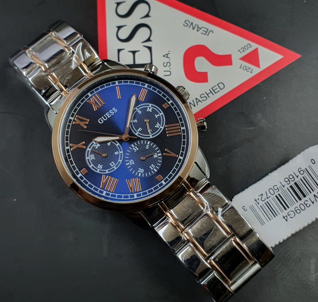 MONTRE HOMME BICOLORE CADRAN BLEU HENDRIX W1309G4